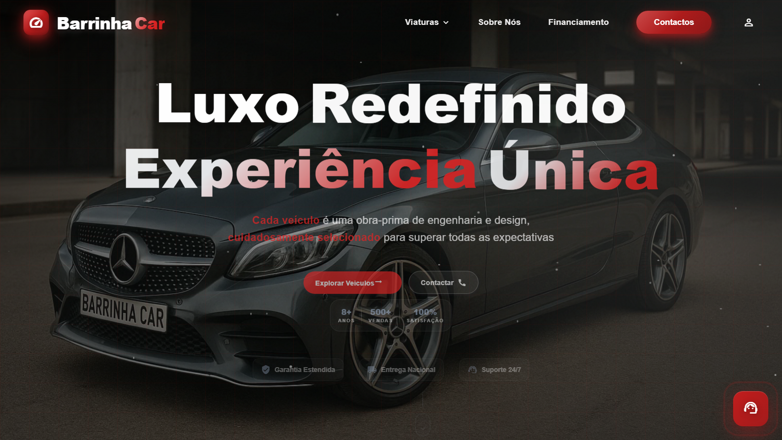 Página inicial do website automóvel Barrinha Car